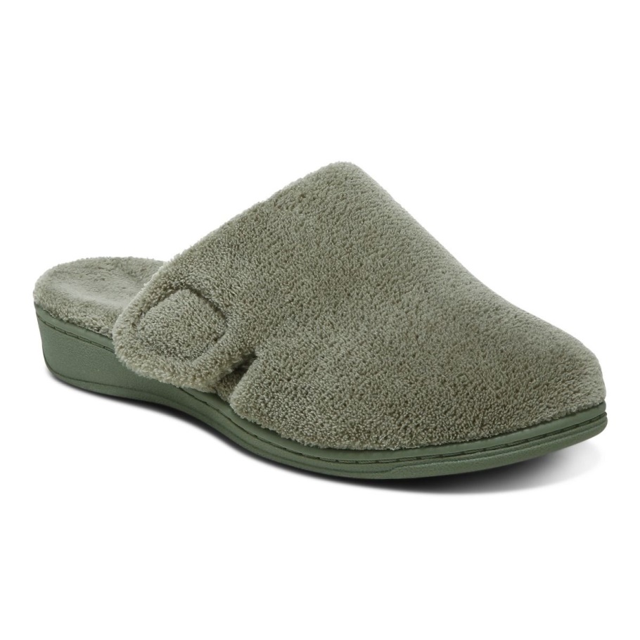 Pantuflas Gemma Mule Verde Militar Vionic