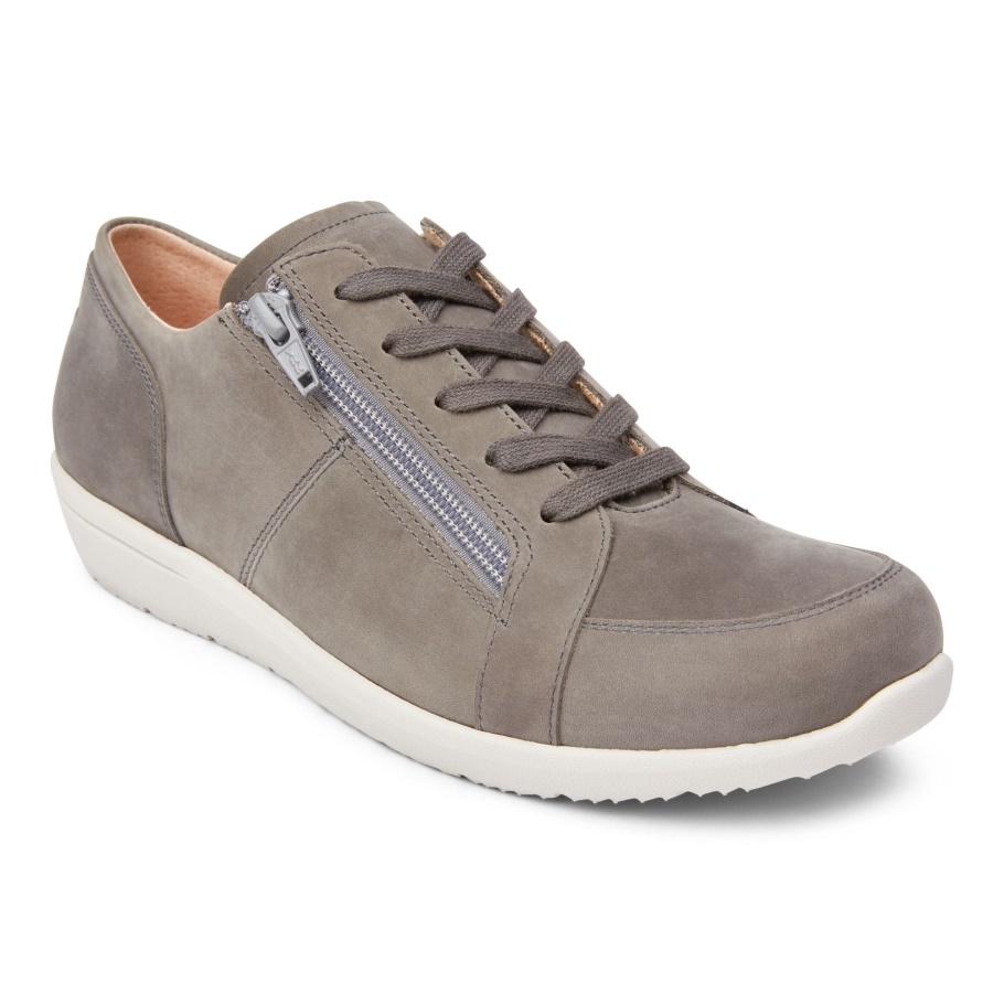 Vionic Nubuck Gris Pizarra Con Cordones Abigail